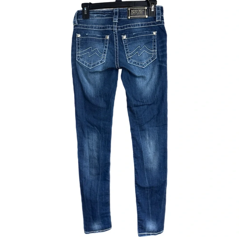 Miss Me - JD1102S Skinny Jeans - Dark Wash Contrast Stitch Denim - Size 25 - Picture 3 of 9